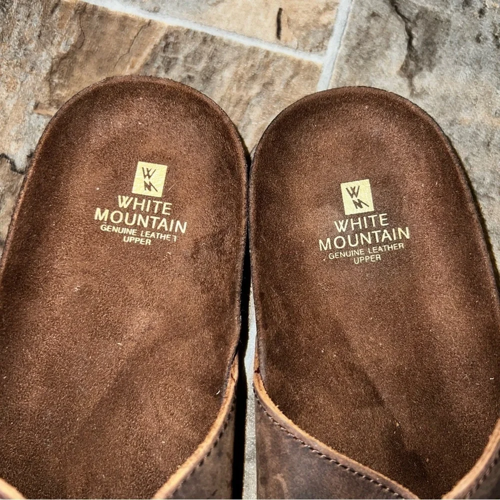 NEW White Mountain Helga Brown Double Strap Leather Slide Sandals - Picture 3 of 12